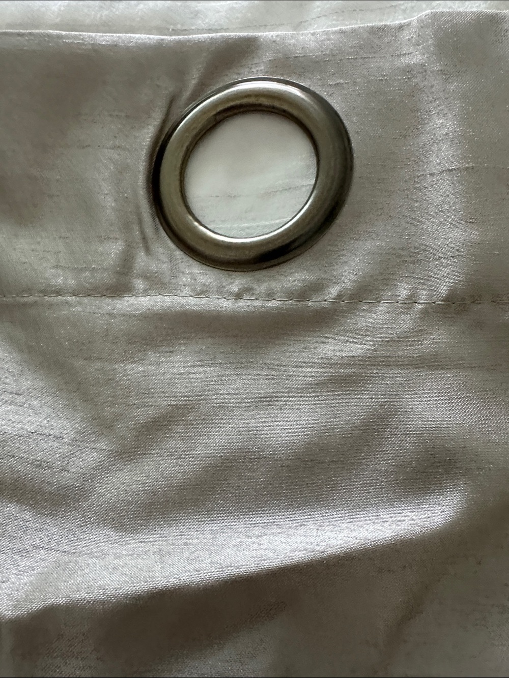 Pair of Grommet Curtain Panels 39x84L Metallic with Silver Gray Olive Hues